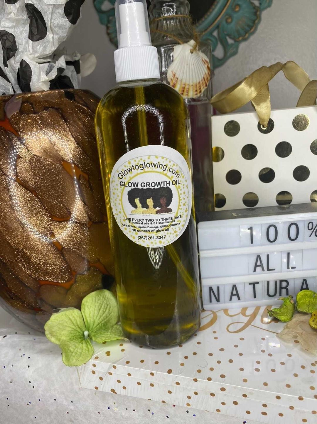 GLOW GROWTH OIL  16OZ SPRAY TOP